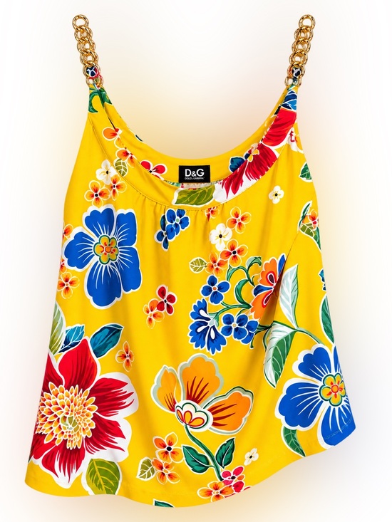 D&G Tops - Dolce & Gabbana Floral Asymmetrical Sleeveless Tank Top size 42/6